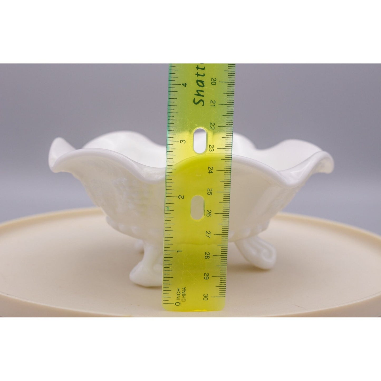 Vintage Westmoreland Milk Glass Footed Bowl Grape Leaf pattern