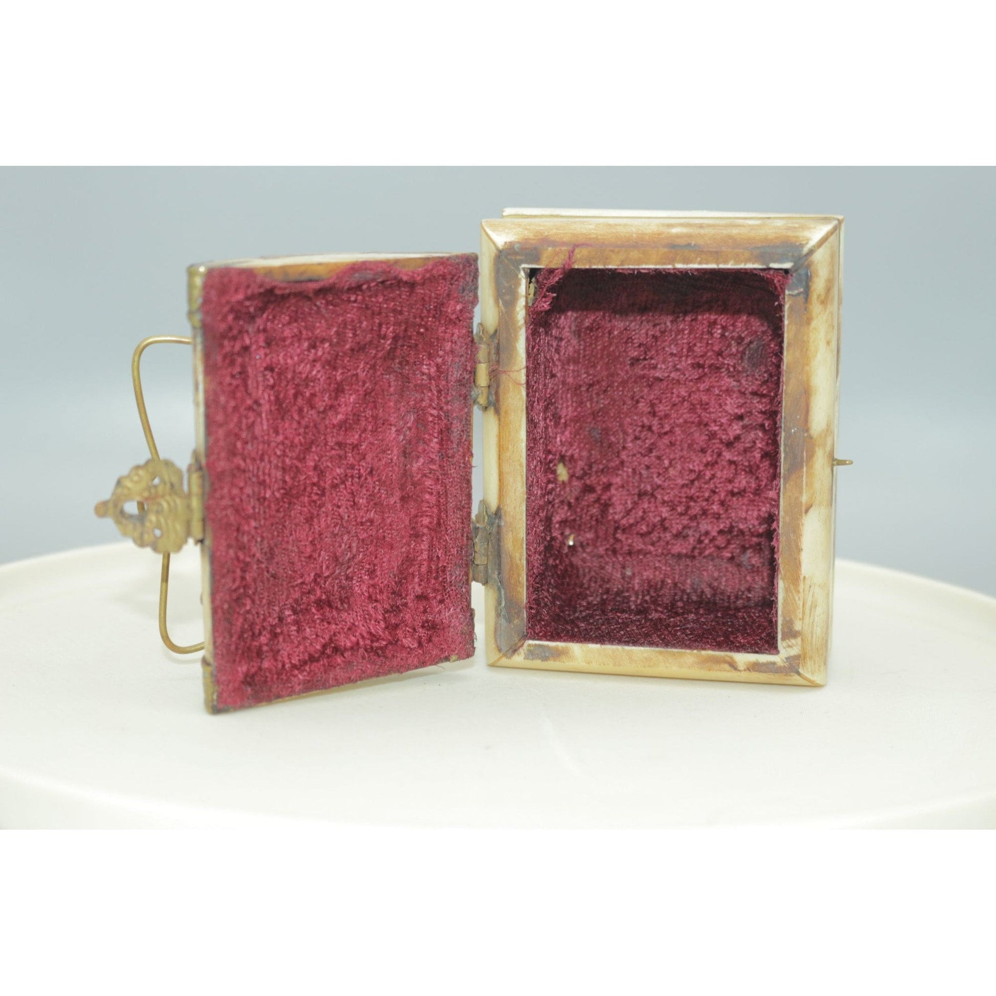 Vintage Handmade Camel Bone and Metal Decorative Trinket Box