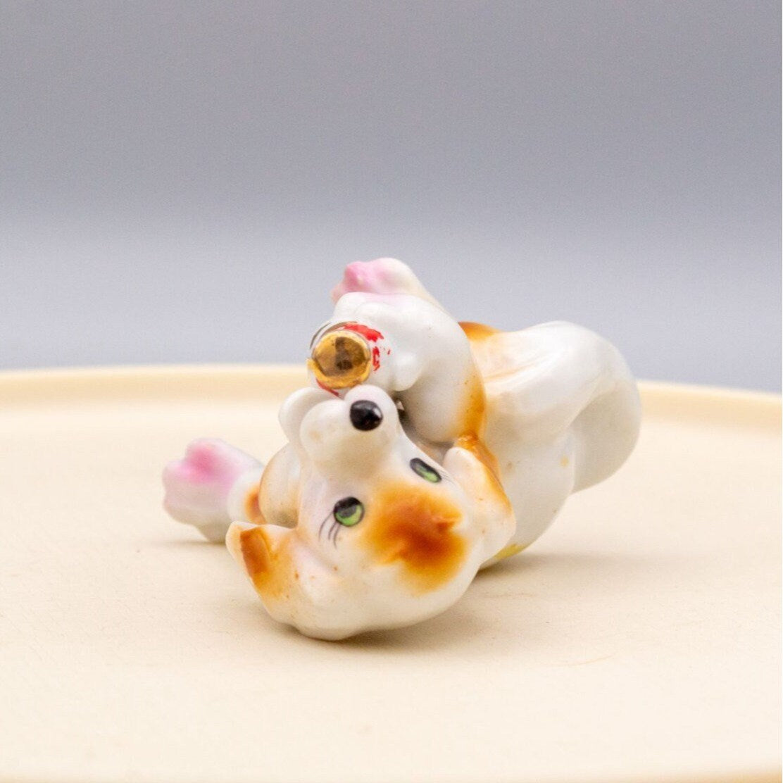 Vintage Dog With Cola Bottle Figurine Signed Japan