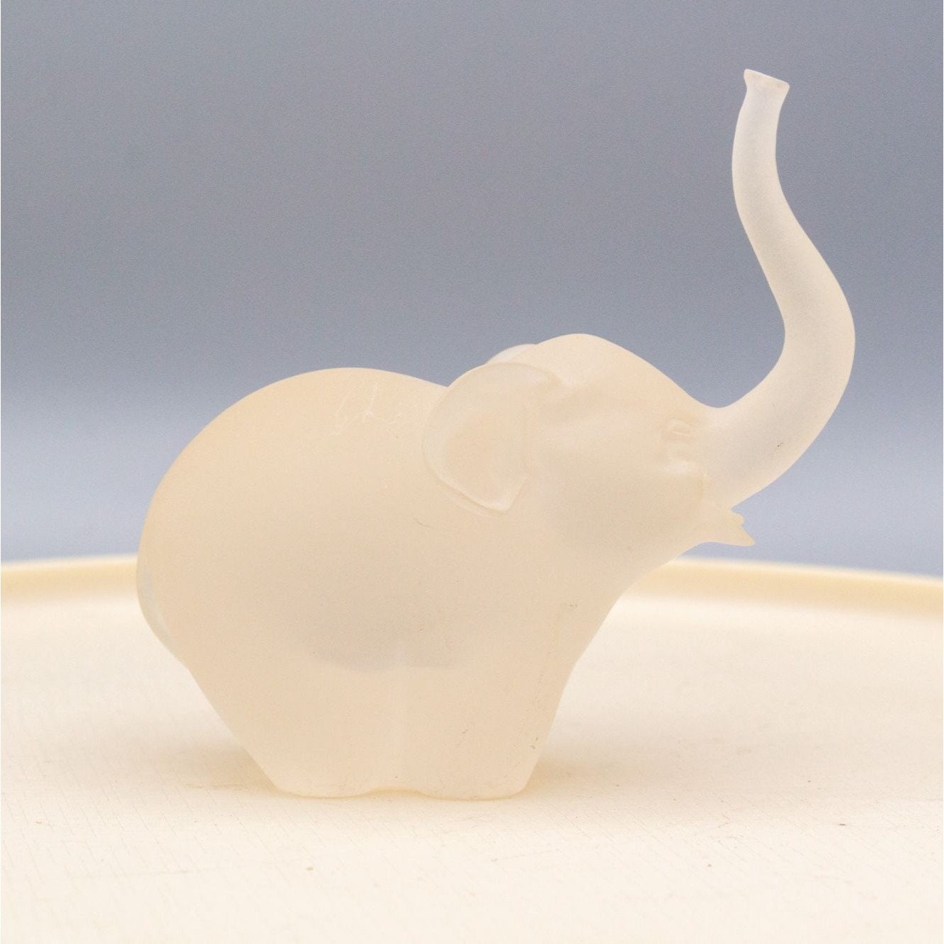 Vintage Frosted Lucite Elephant Figurine Signed AH