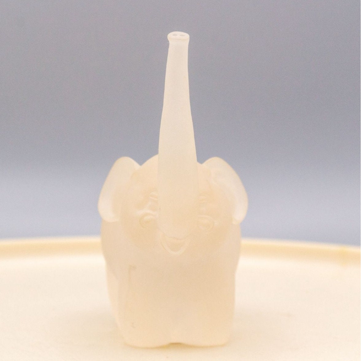 Vintage Frosted Lucite Elephant Figurine Signed AH