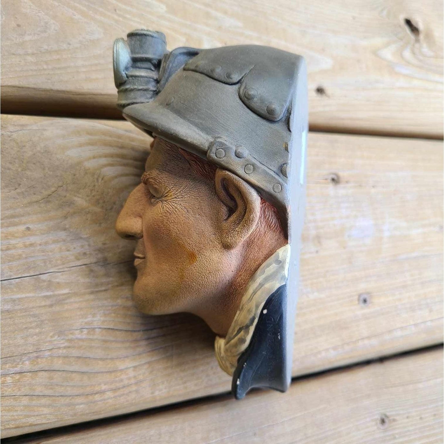 Vintage 1983 Bossons Chalkware Miner Wall Art Congleton England Hand Painted