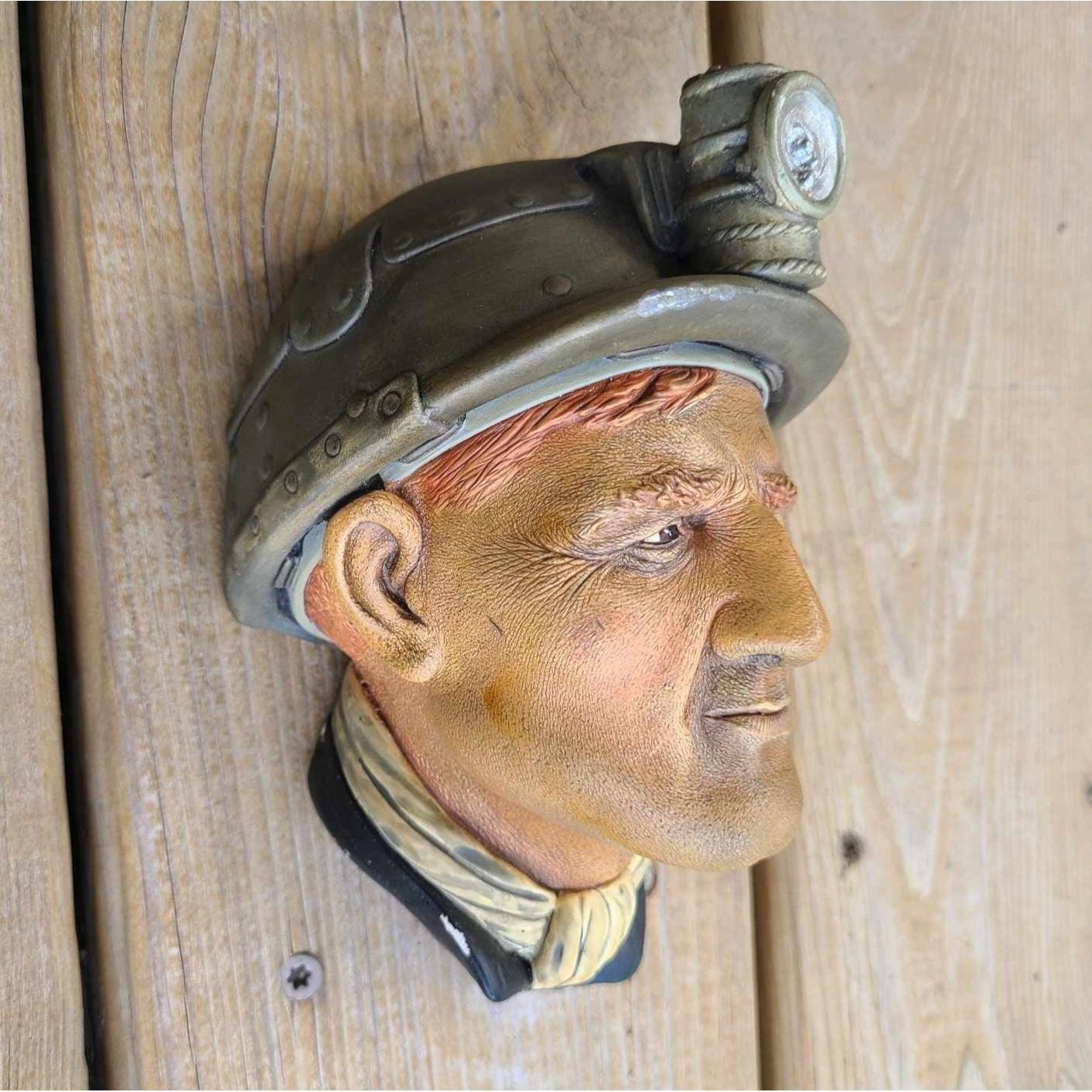 Vintage 1983 Bossons Chalkware Miner Wall Art Congleton England Hand Painted