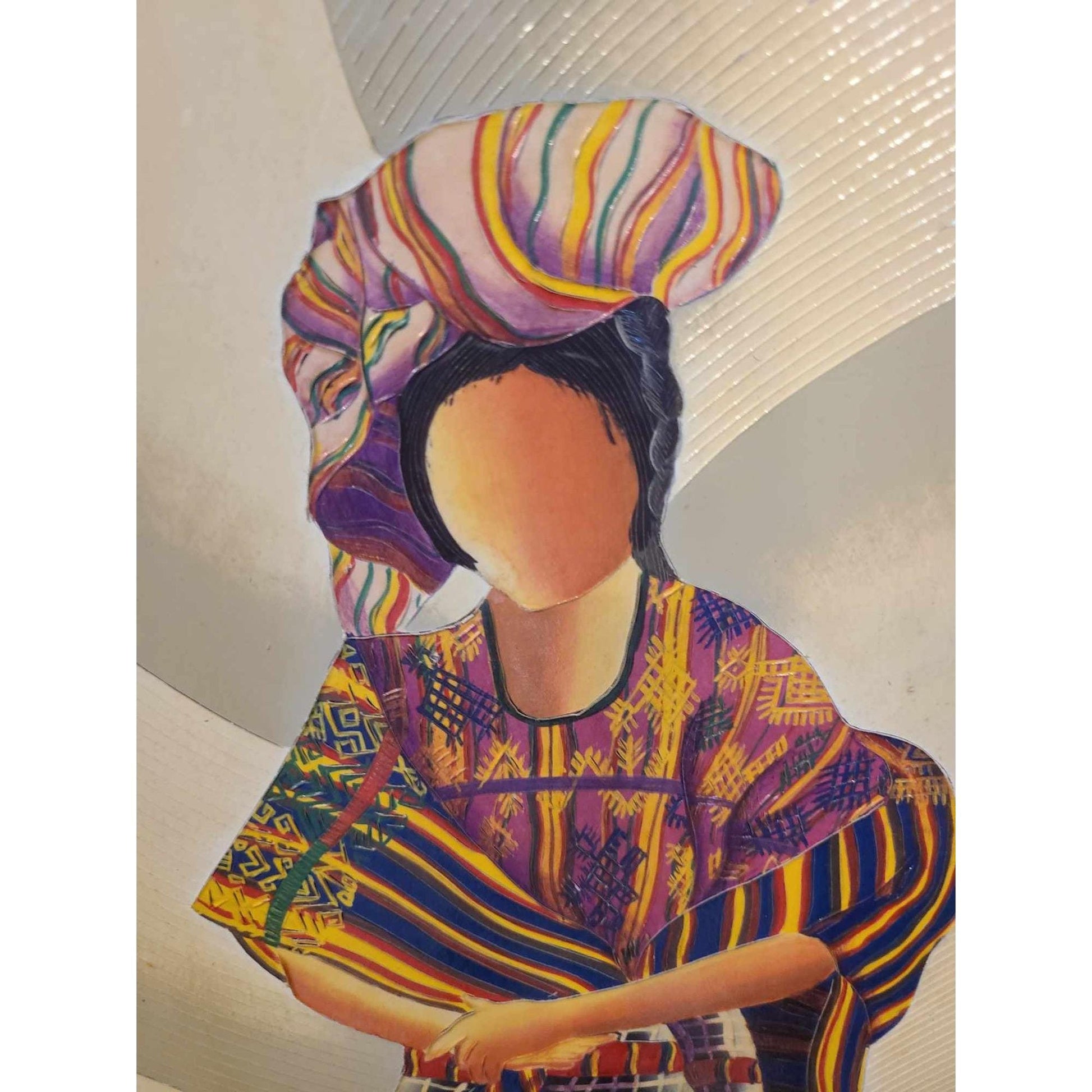Textured Signed Art Of Woman At Market San Juan Sacatepequez Guatemala 2005