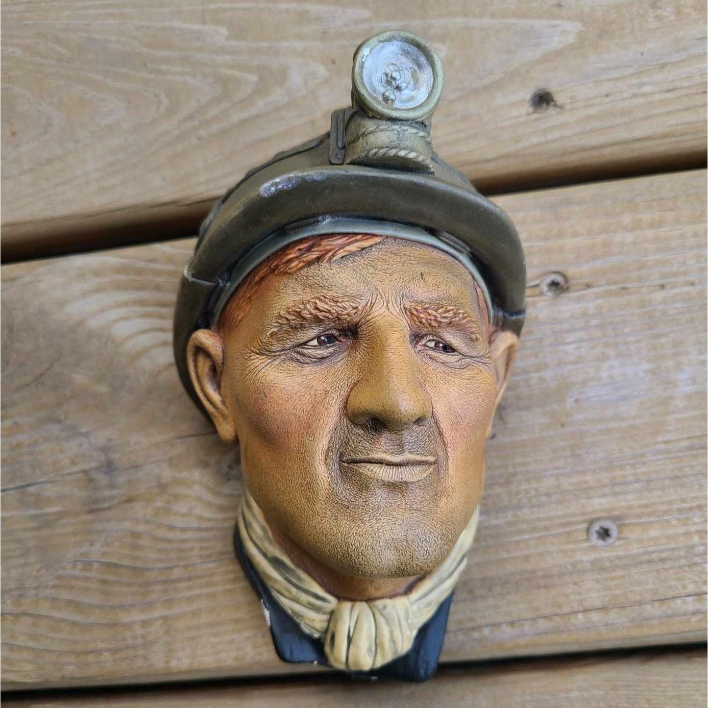 Vintage 1983 Bossons Chalkware Miner Wall Art Congleton England Hand Painted