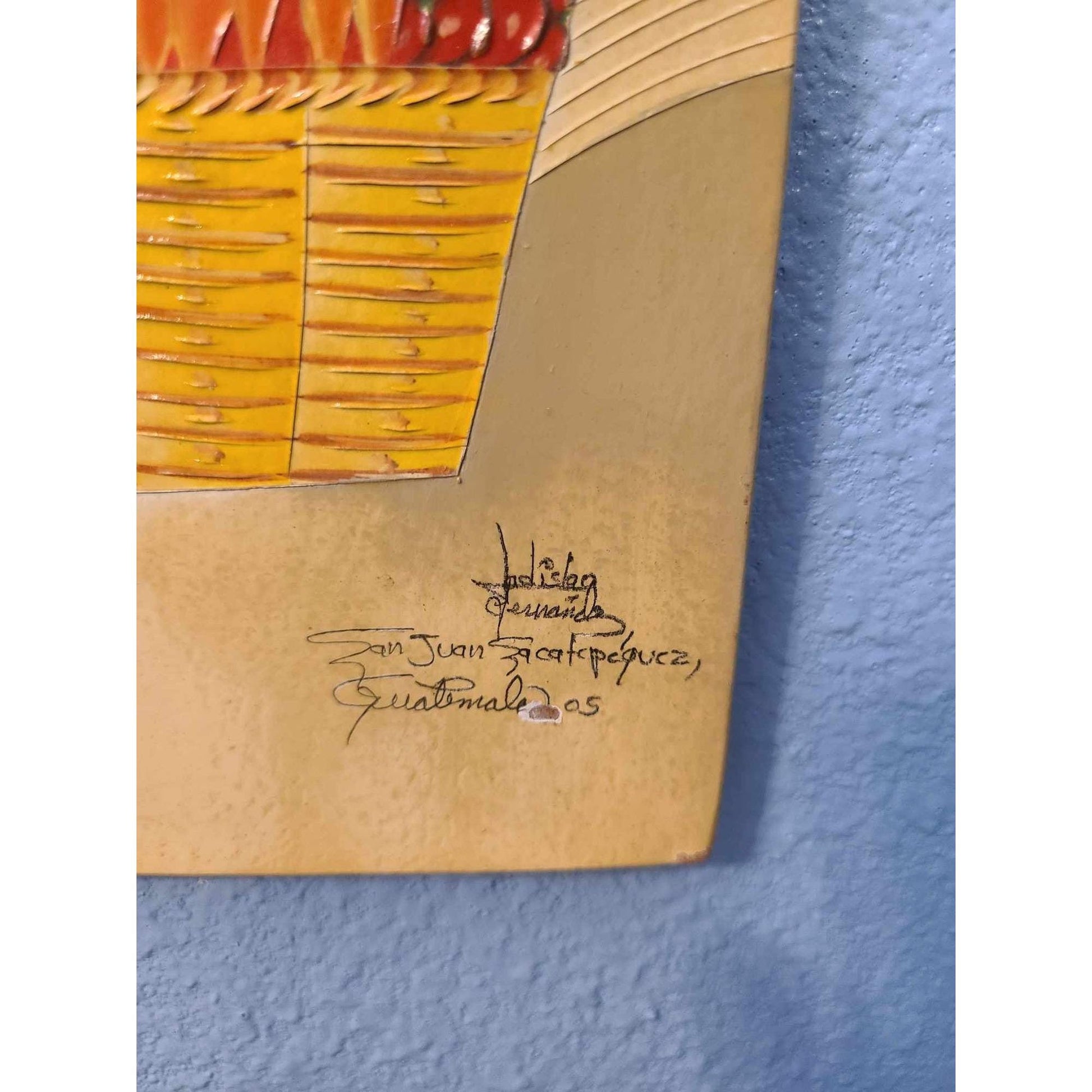 Textured Signed Art Of Woman At Market San Juan Sacatepequez Guatemala 2005
