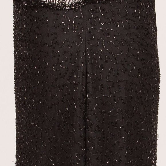 Vintage Laurence Kazar Black and White Beaded Gown Size Medium 1980s