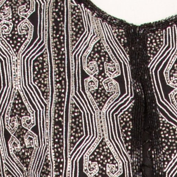Vintage Laurence Kazar Black and White Beaded Gown Size Medium 1980s