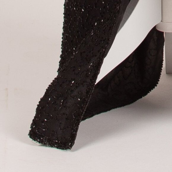 Vintage Laurence Kazar Black and White Beaded Gown Size Medium 1980s