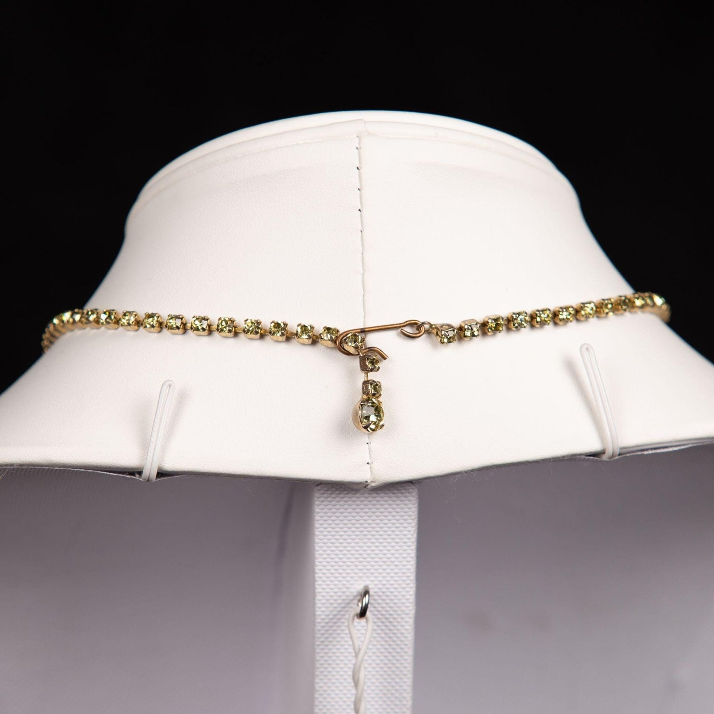 Vintage Rhinestoned Necklace 1940s with Amber and Golden Glass gems in a Gold toned setting