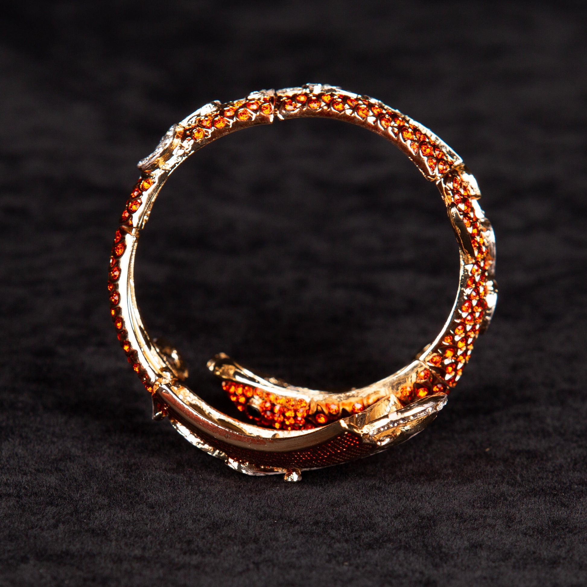 Vintage Rhinestone Goldfish Koi Fish Bangle Bracelet