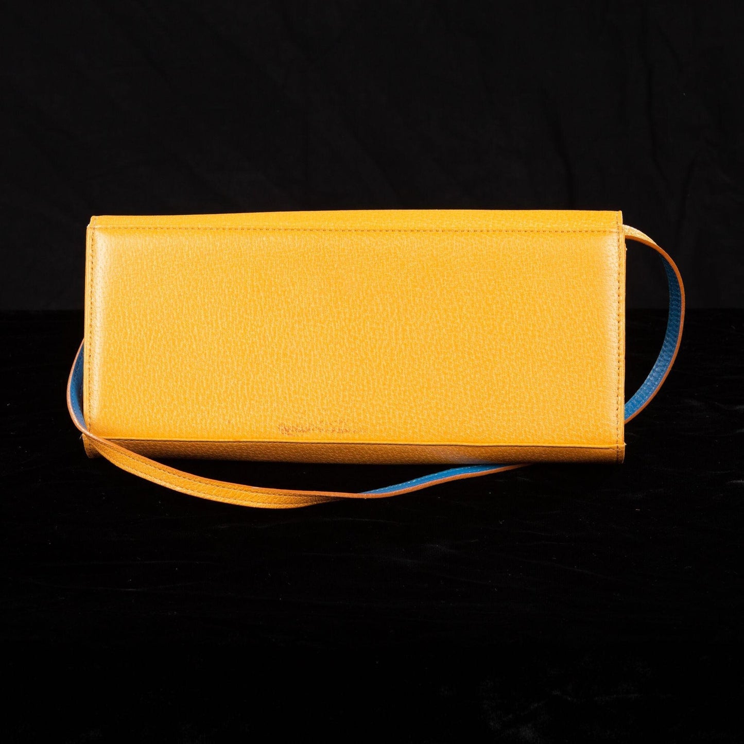 New Ben Silver Pigskin Leather Clutch Orange and Blue