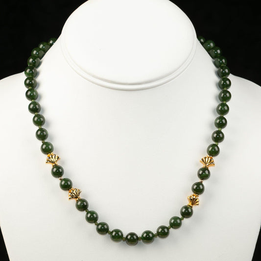 Vintage Nephrite Jade Beaded Necklace