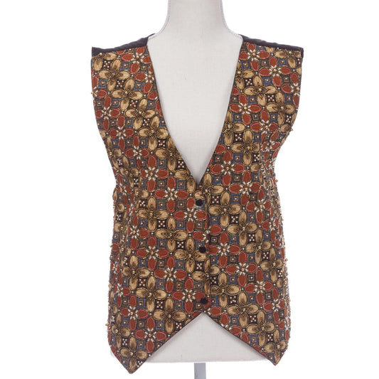 Vintage Bali Chic Brand One Size Hand Beaded Silk vest Imported Boho Clothing Glass Bead Floral Design