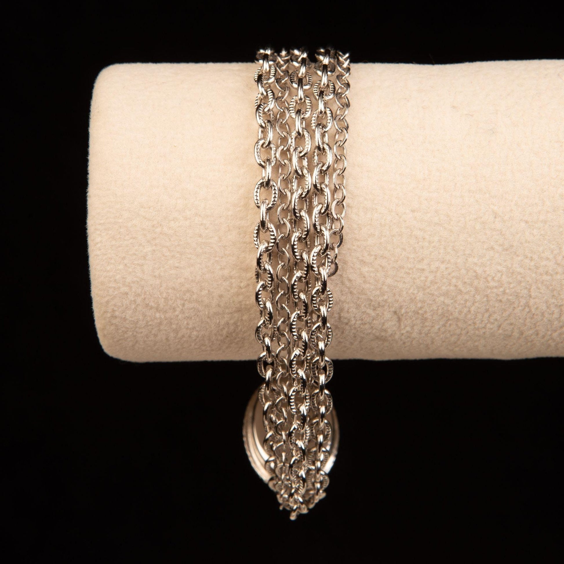 Vintage Avon 4 Strand Silver Toned Bracelet Box Clasp