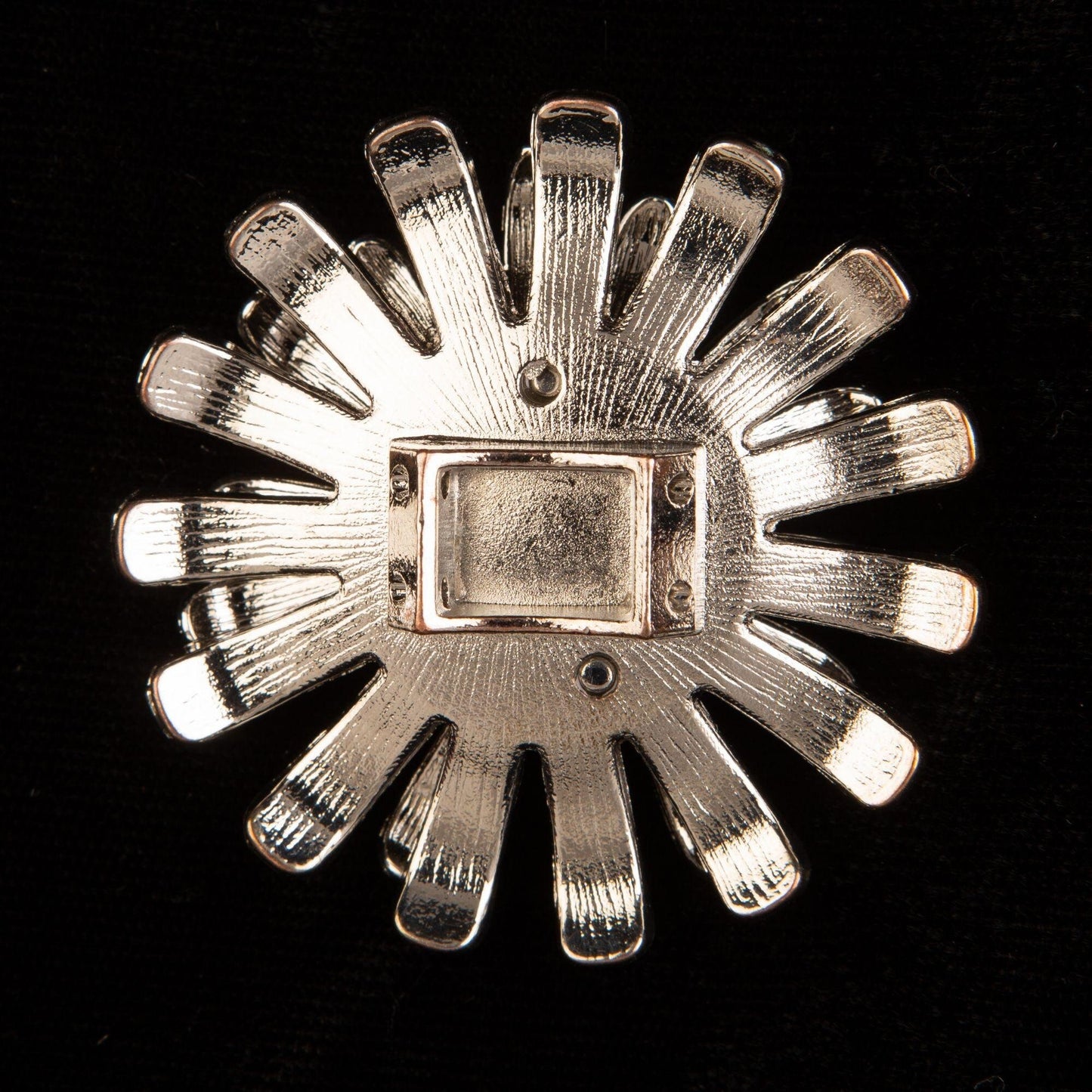 Vintage Rhinestone Daisy Sunflower Silver Toned Pendant