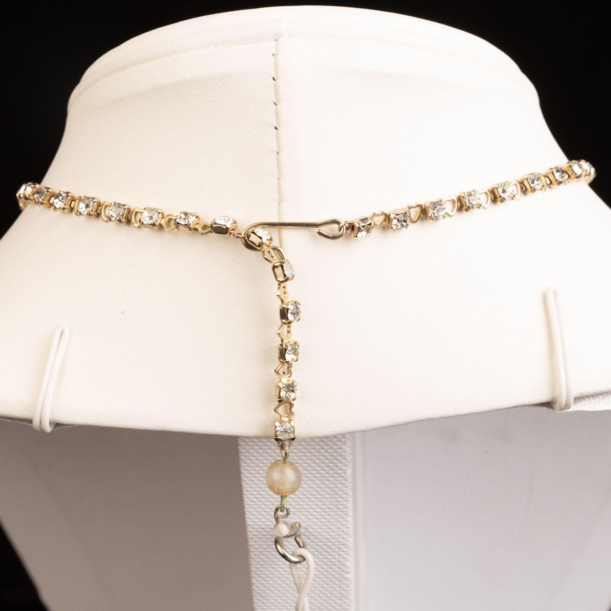 Vintage Rhinestone and Pearl Glass Beaded Necklace