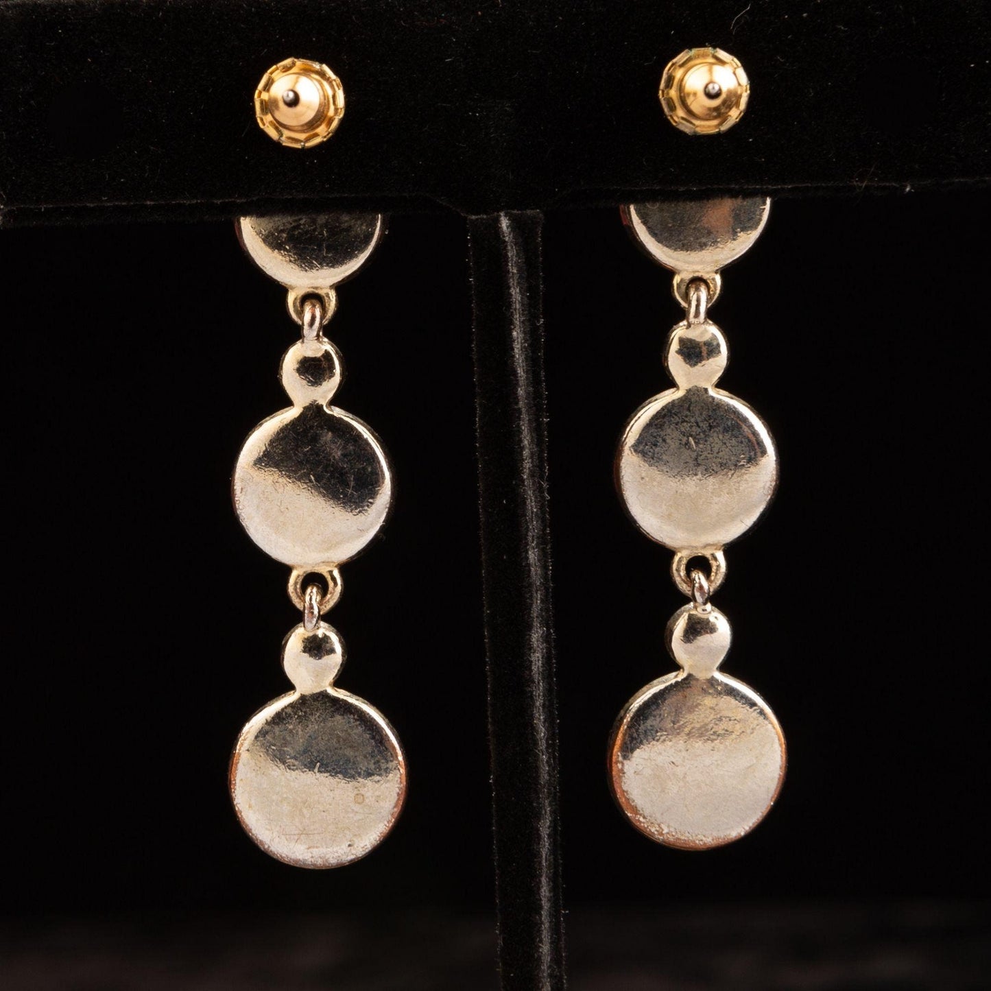 Gold and Silver Toned Dangle Post Earrings