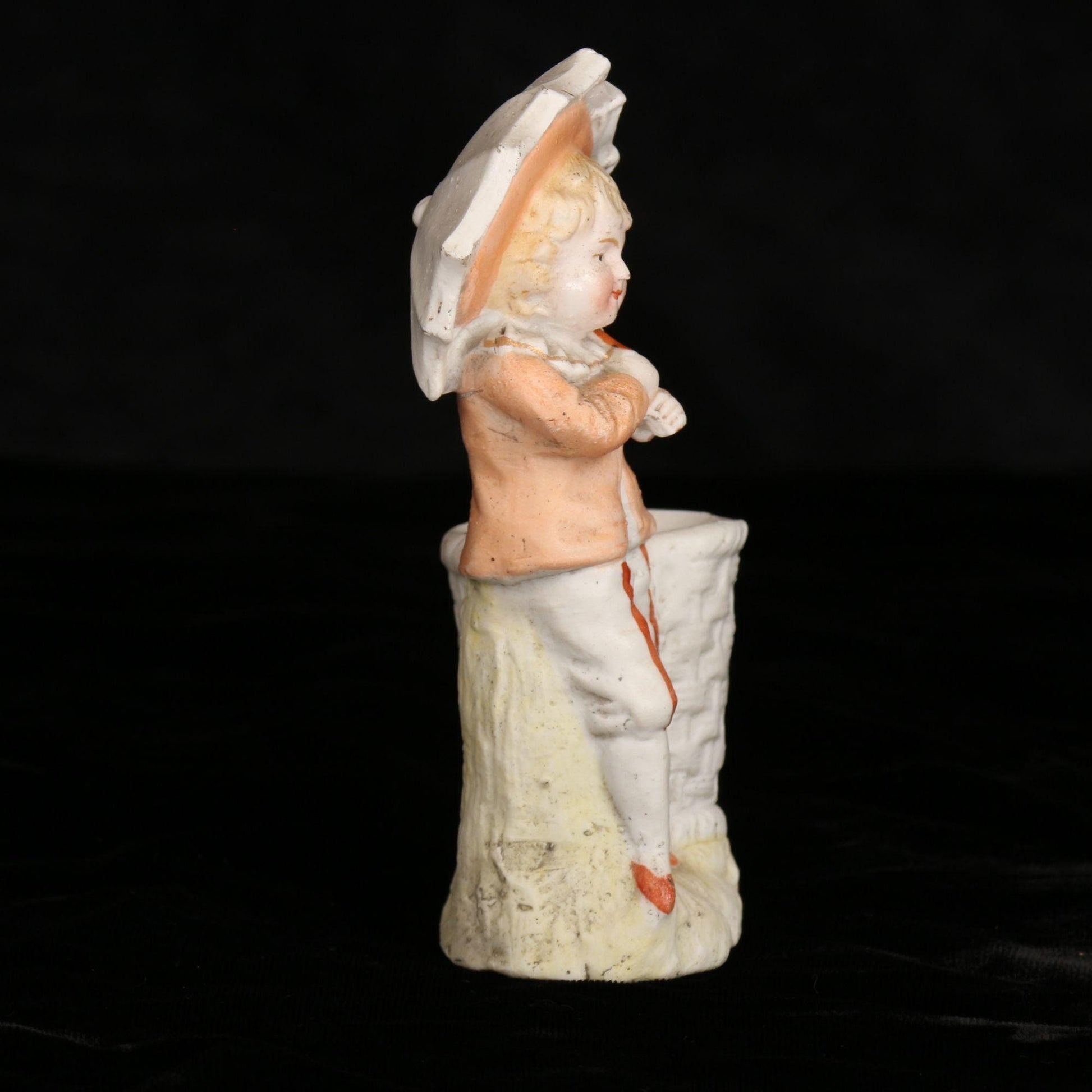 Antique Victorian 1800s Bisque Porcelain Toothpick/Match Holder