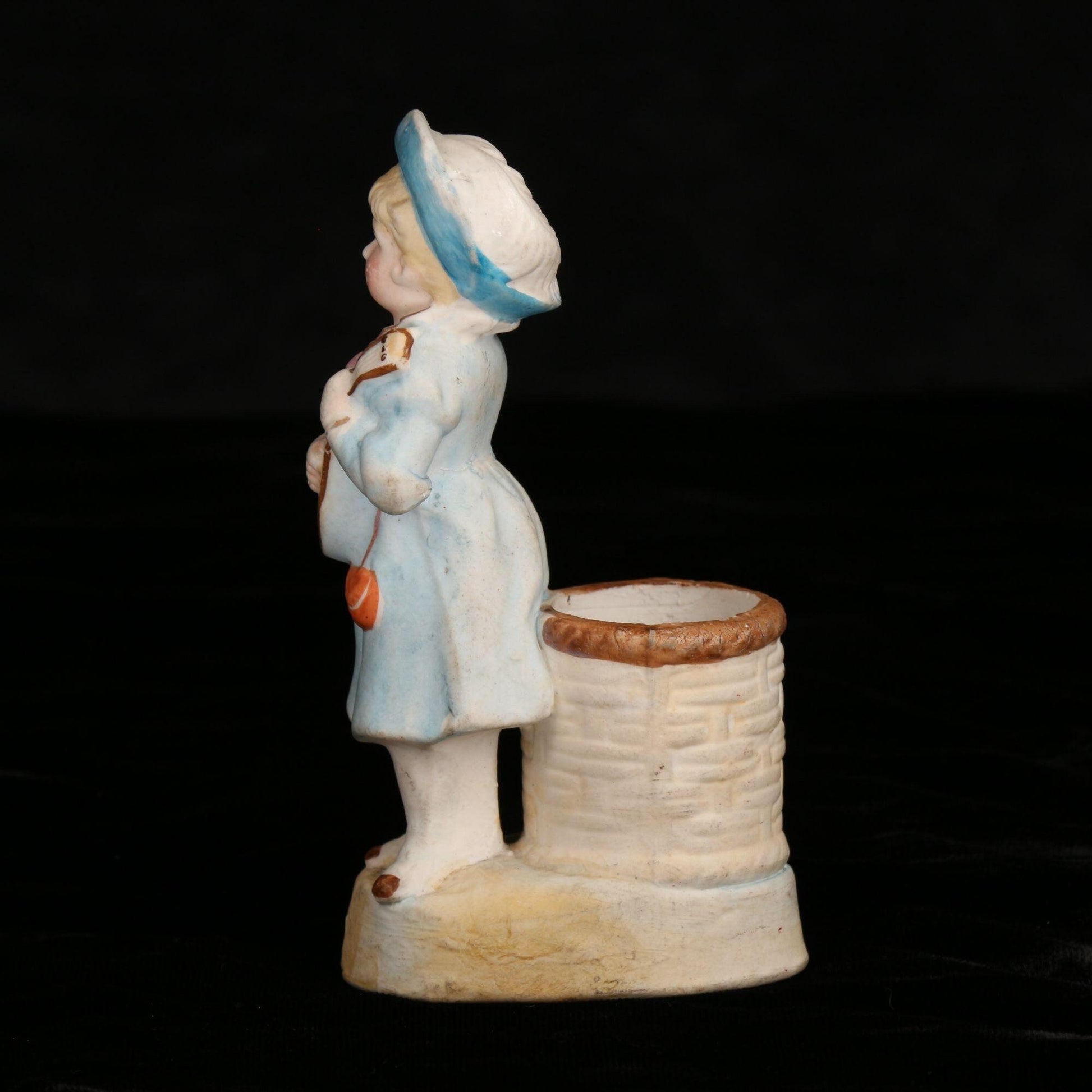 Antique Victorian 1800s Bisque Porcelain Toothpick/Match Holder