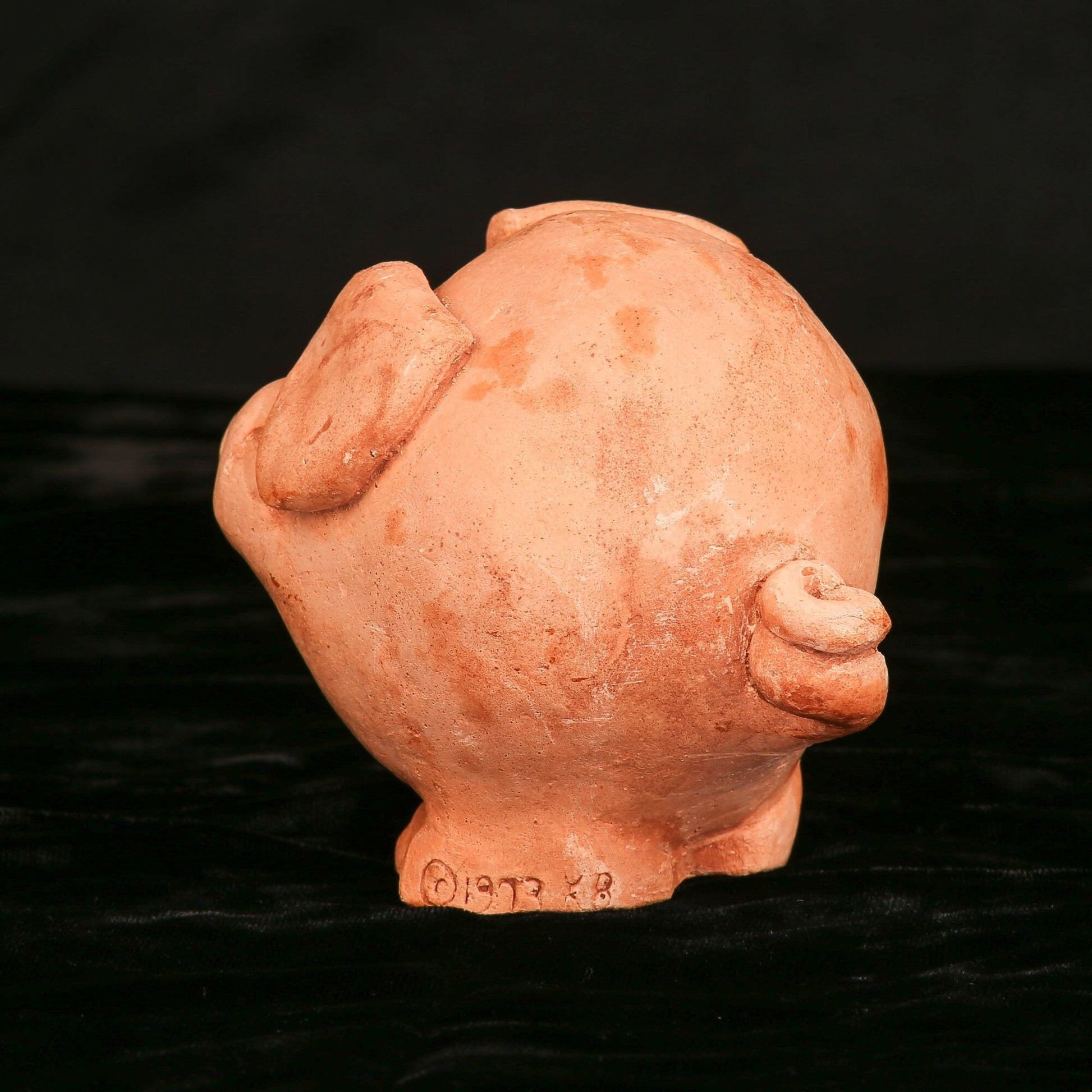 Vintage 1973 Handmade Fat Pig Silly Ceramic Figurine Art
