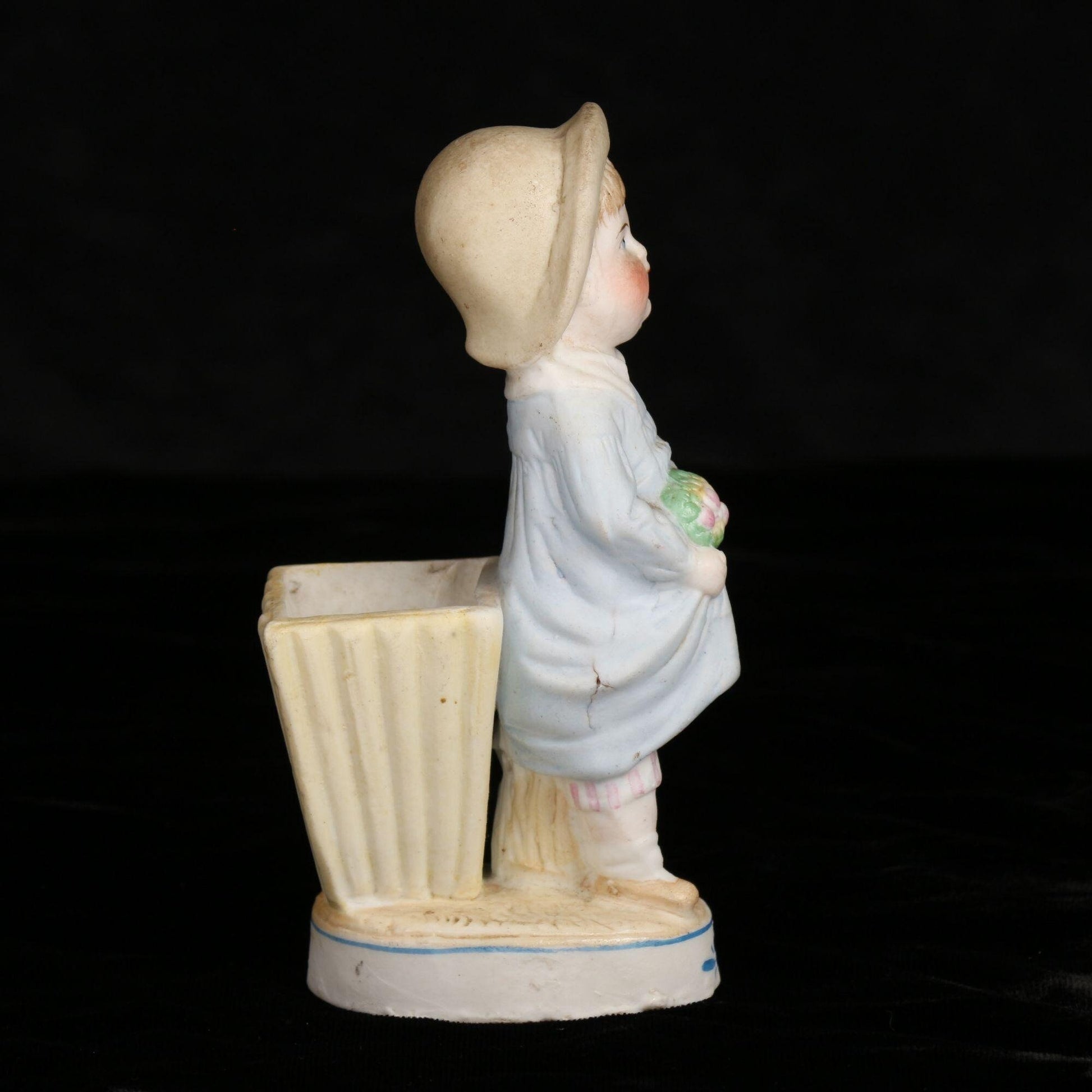 Antique Victorian 1800s Bisque Porcelain Toothpick/Match Holder