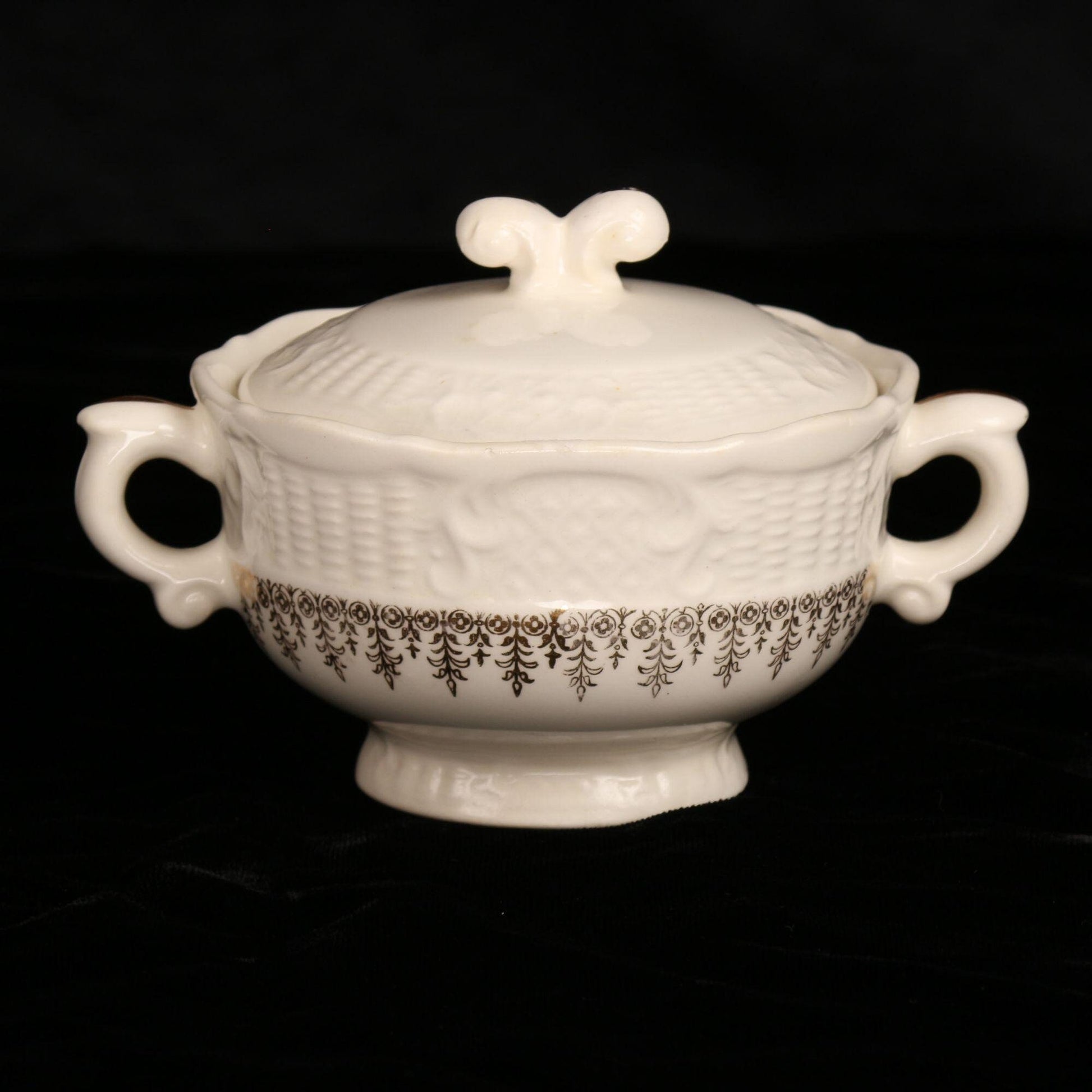 Vintage Canonsburg Pottery Sugar Bowl With Lid Goldette Pattern