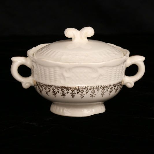 Vintage Canonsburg Pottery Sugar Bowl With Lid Goldette Pattern