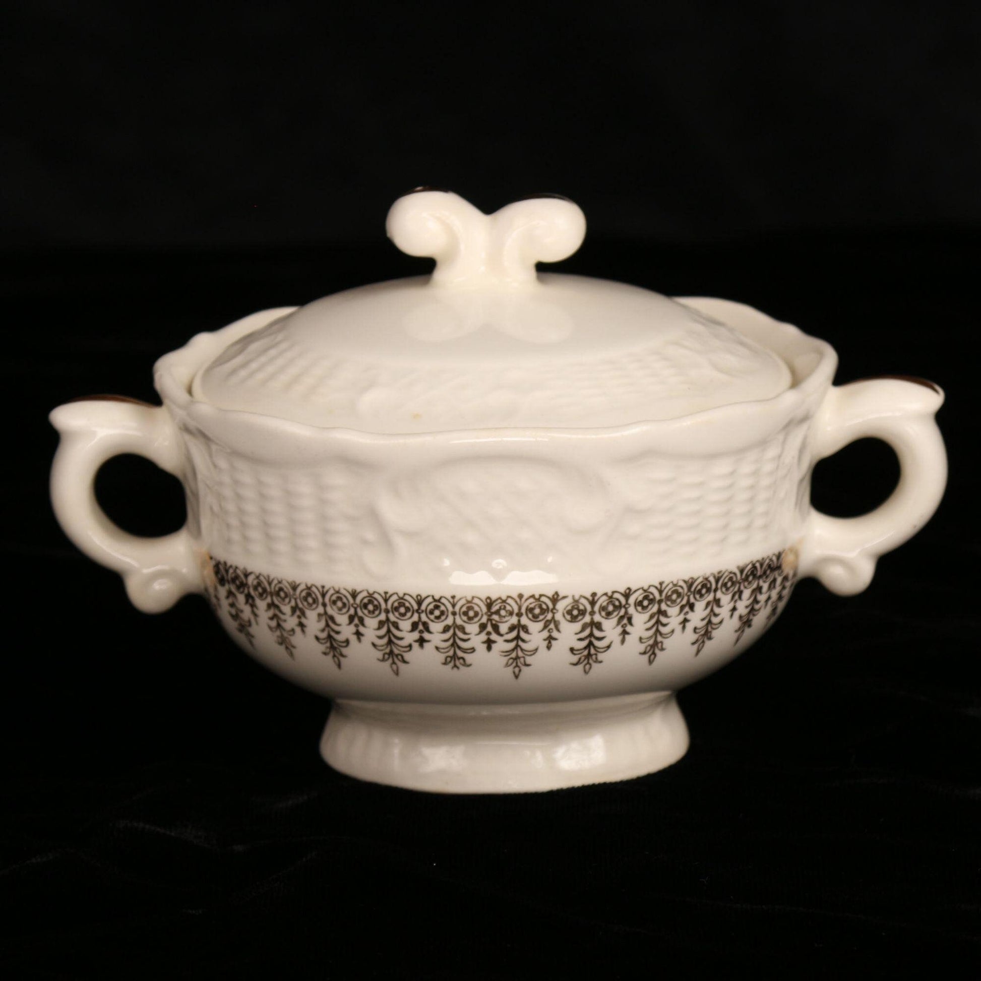 Vintage Canonsburg Pottery Sugar Bowl With Lid Goldette Pattern