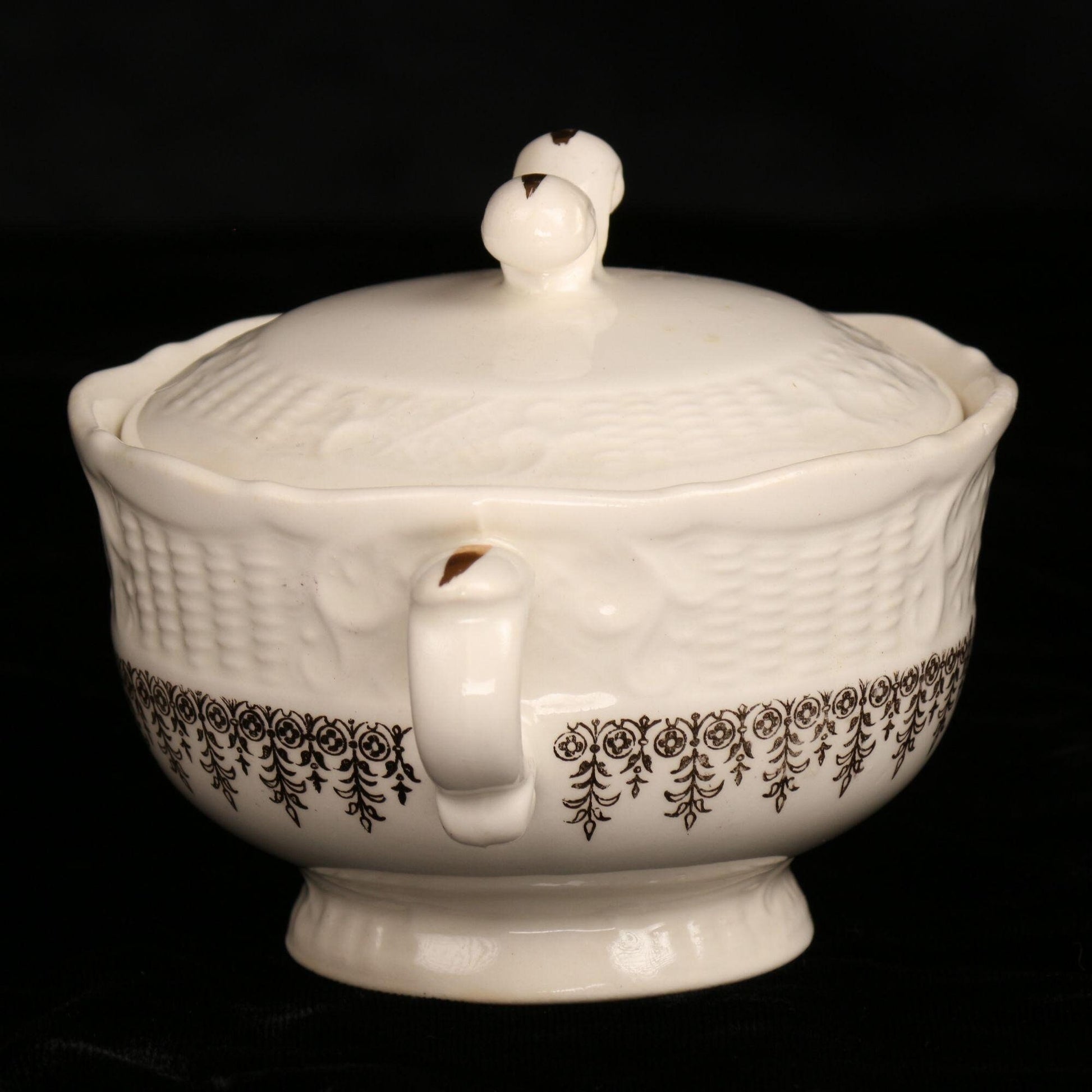 Vintage Canonsburg Pottery Sugar Bowl With Lid Goldette Pattern