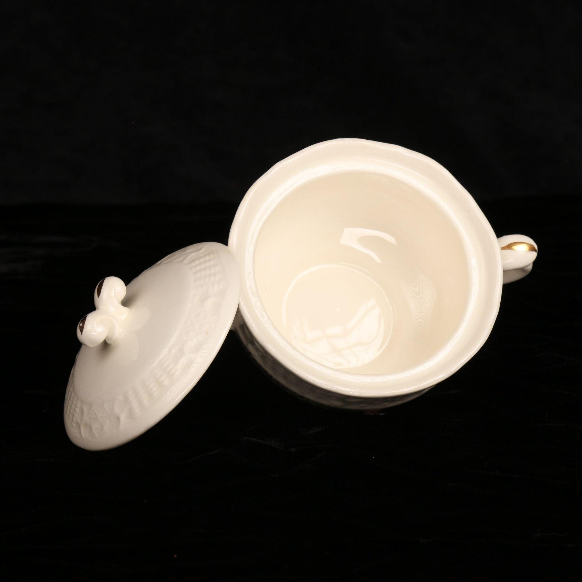 Vintage Canonsburg Pottery Sugar Bowl With Lid Goldette Pattern