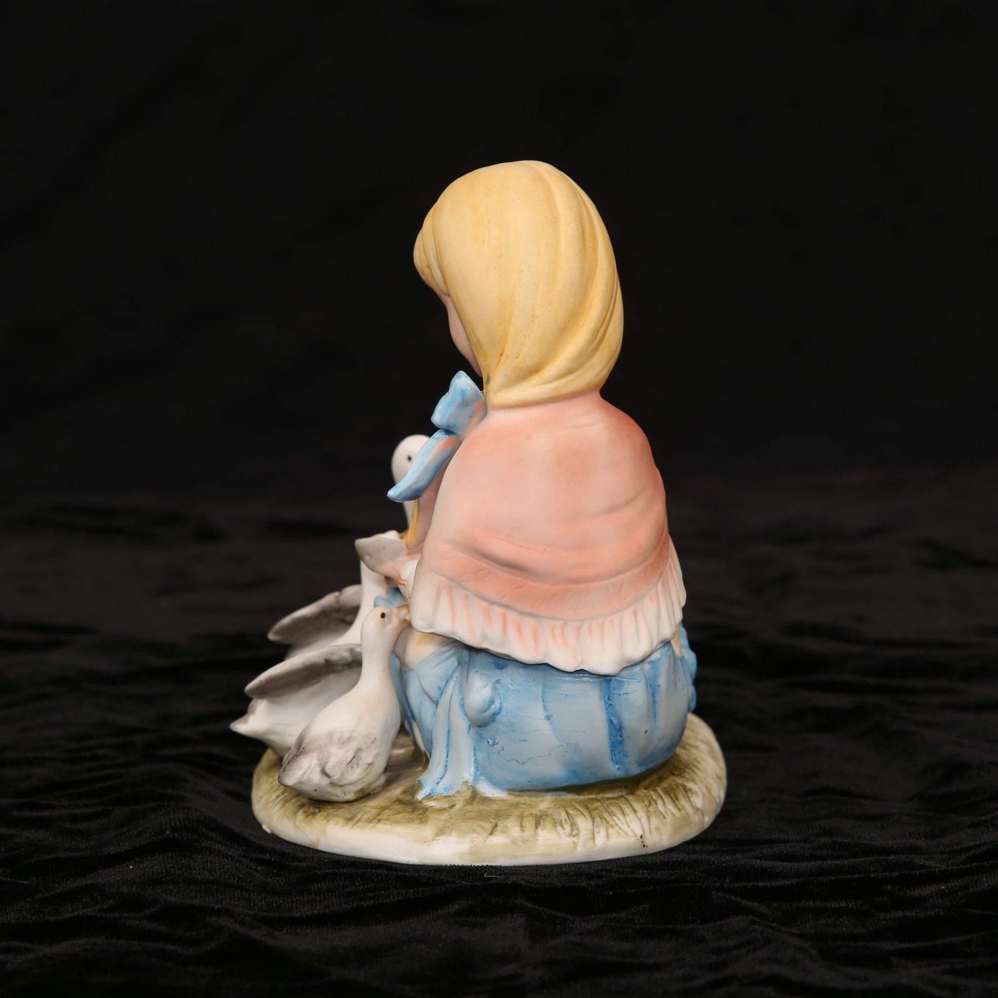 Vintage Ardalt Lenwile China Bisque Ceramic Girl Feeding Four Geese Figurine