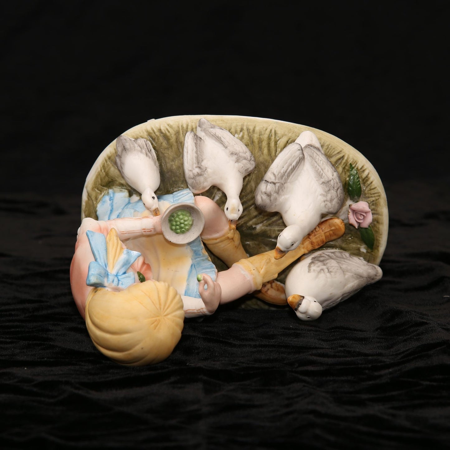 Vintage Ardalt Lenwile China Bisque Ceramic Girl Feeding Four Geese Figurine