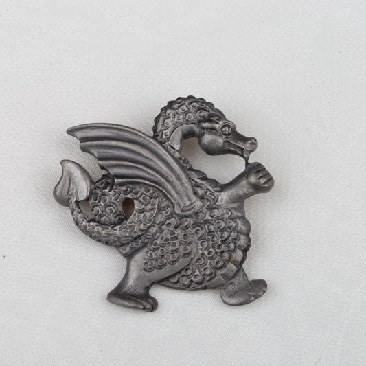 Whimsical Dragon Pewter Brooch