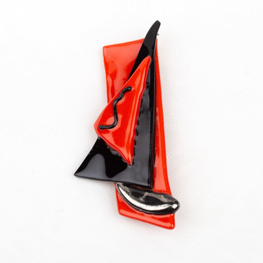Art Glass Modernist Sailboat Art Deco Style Brooch
