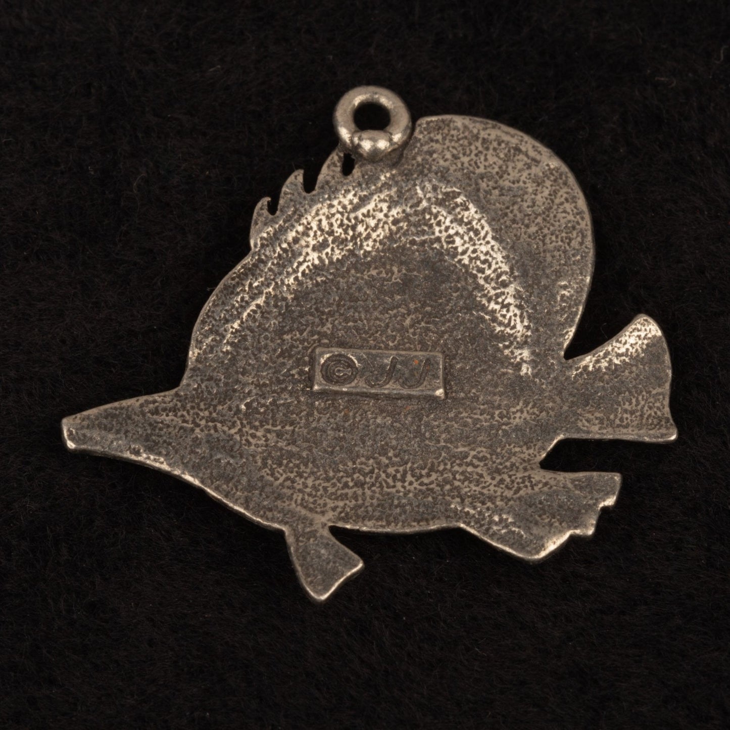 Vintage Signed JJ Silver Tone Fish Pendant Charm Tang Fish