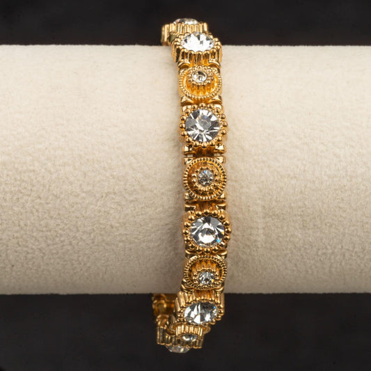 Vintage Gold Toned Rhinestone Stretch Bracelet
