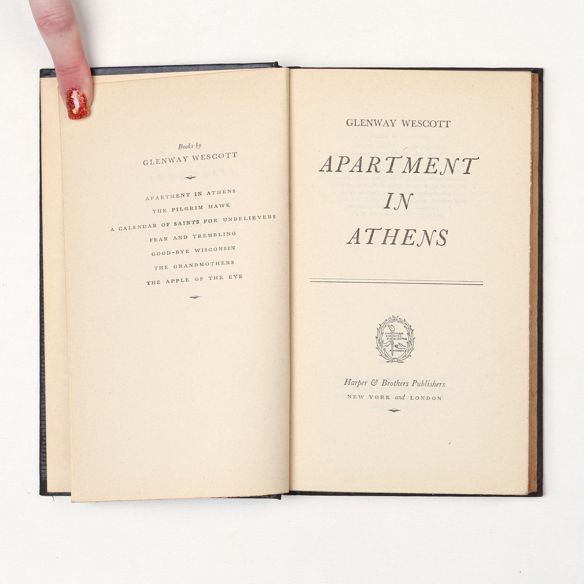 Vintage 1945 Book Apartment in Athens by Glenway Wescott