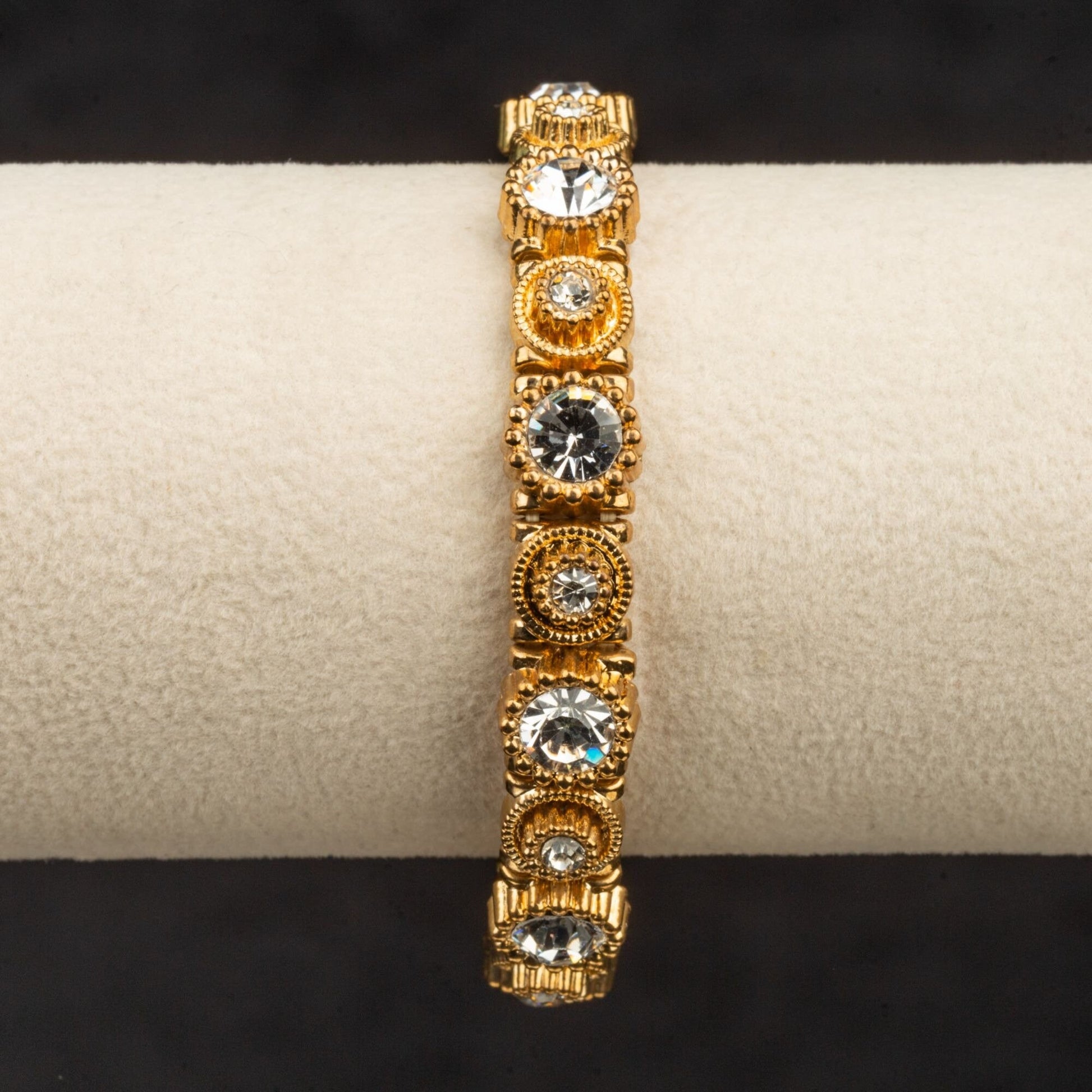 Vintage Gold Toned Rhinestone Stretch Bracelet