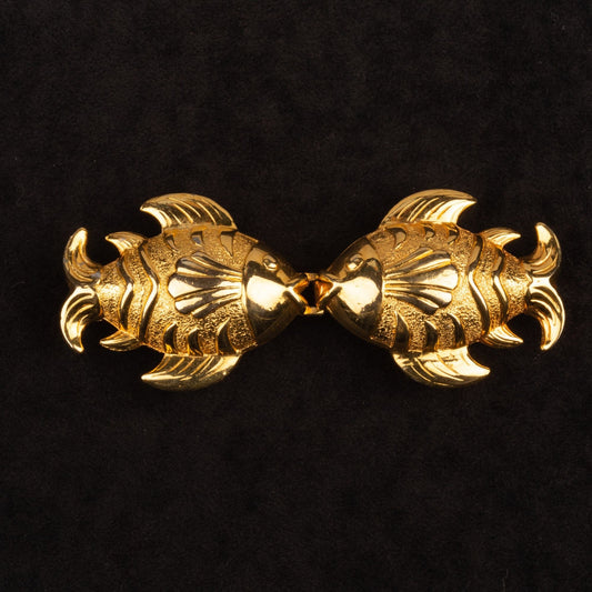 Vintage RARE Dotty Smith Fish Belt Buckle Gold Toned