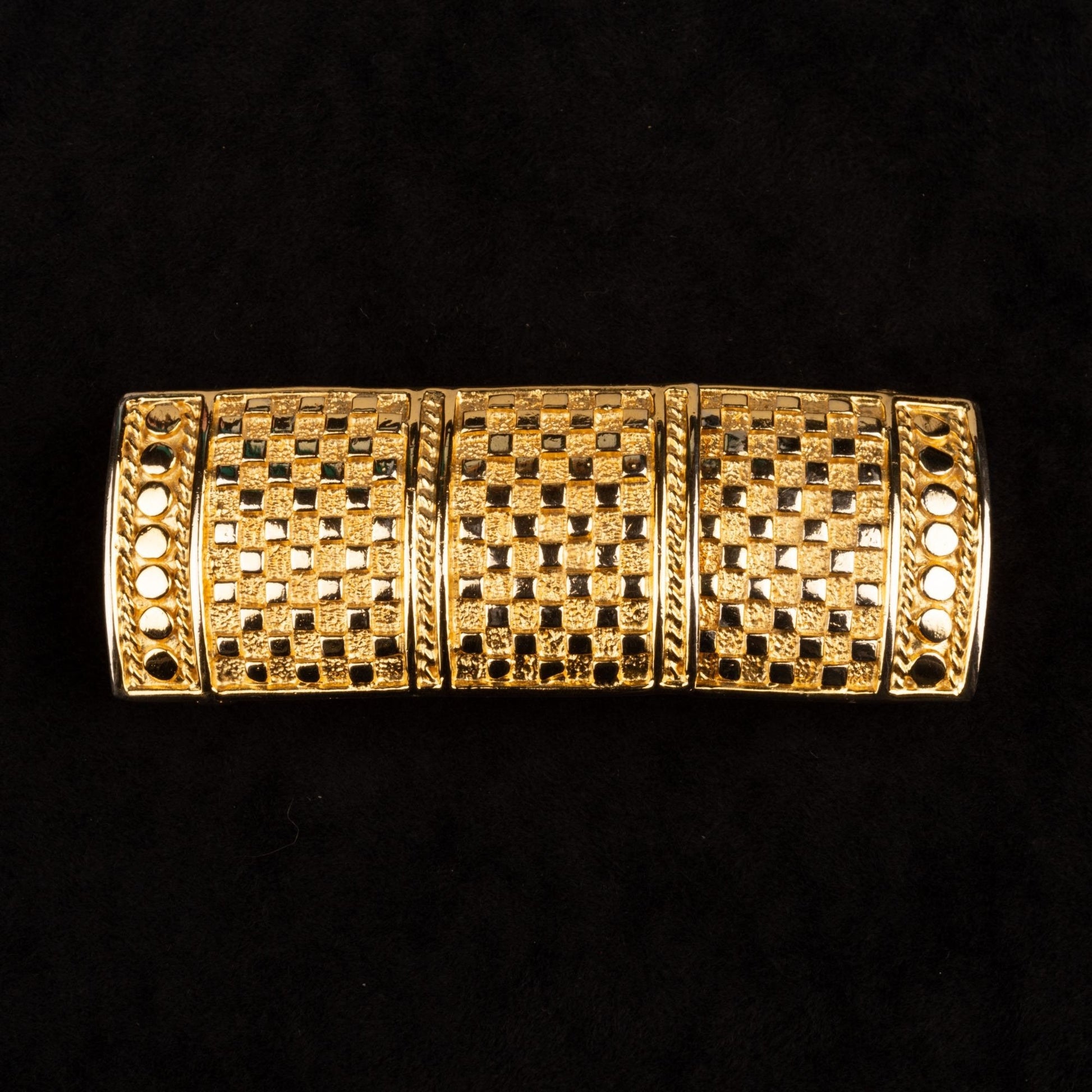 Vintage Belt Buckle Set Geometric Gold Toned