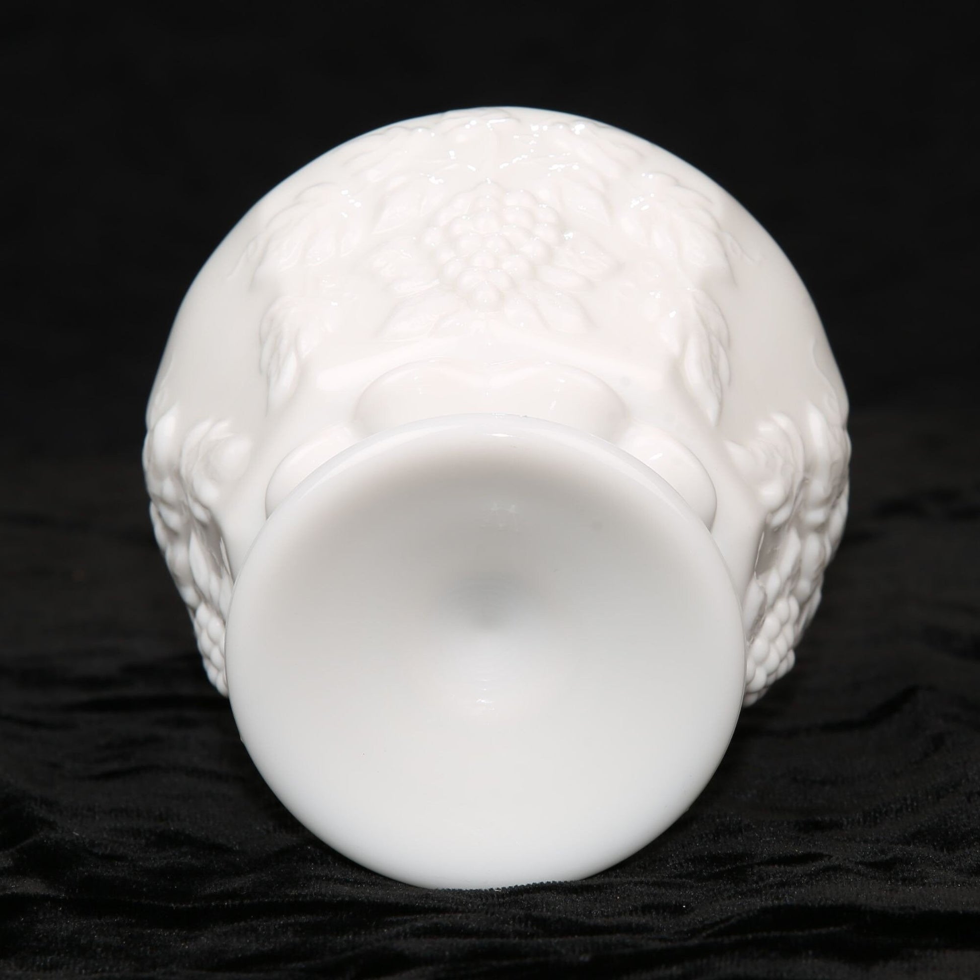 Vintage Westmorland Glass Milk Glass Footed Bowl Grape Pattern