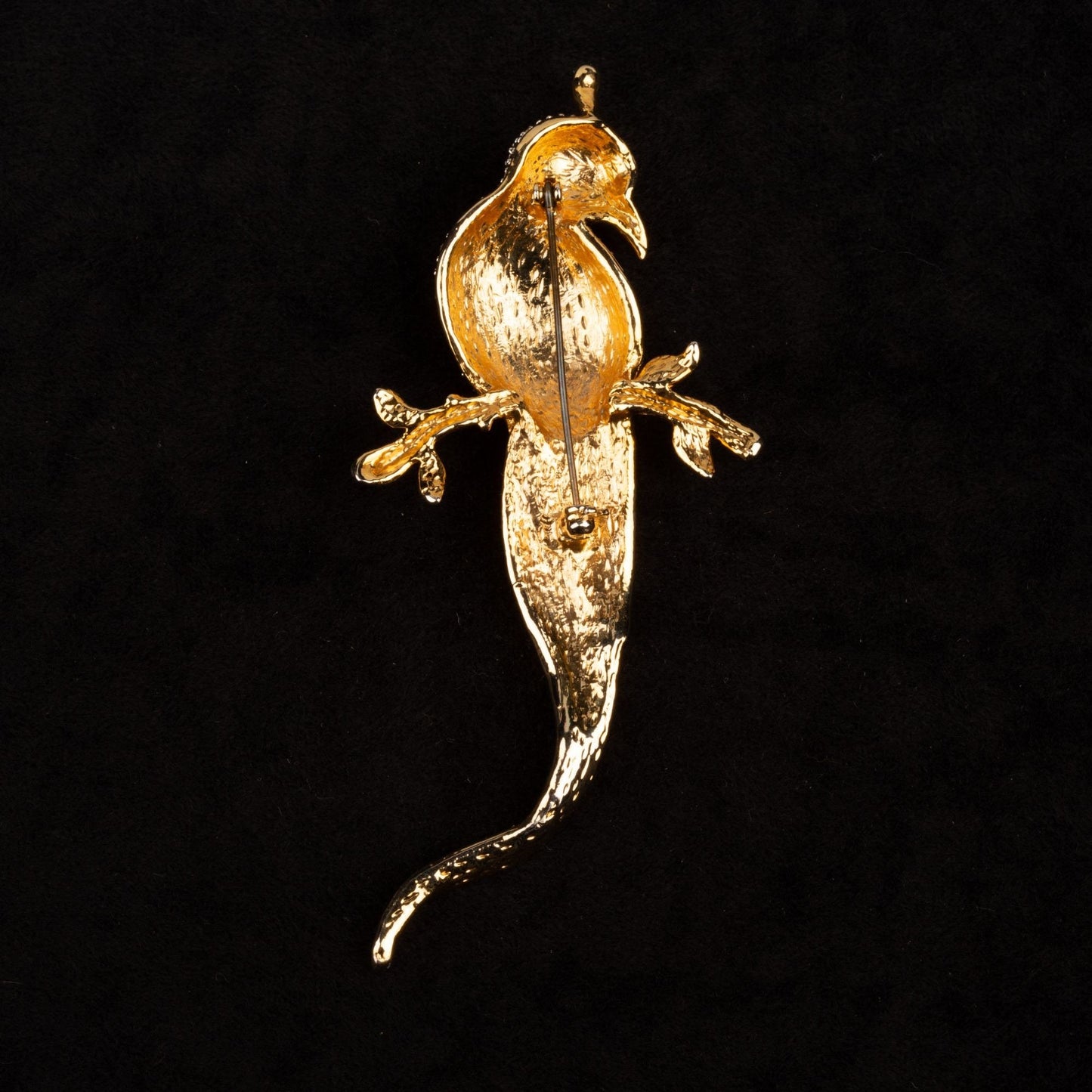 Vintage Oversized Bird of Paradise Enamel and Rhinestone Brooch