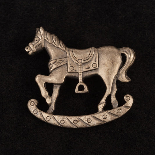 Vintage Pewter Rocking Horse Brooch