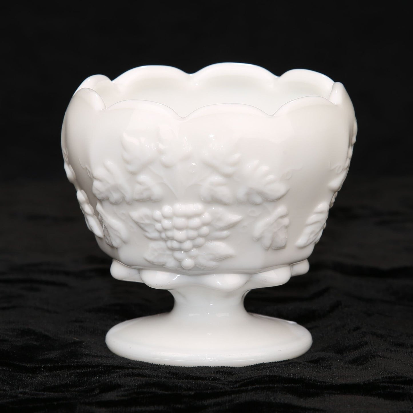 Vintage Westmorland Glass Milk Glass Footed Bowl Grape Pattern