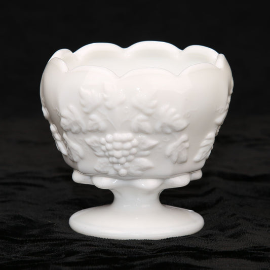 Vintage Westmorland Glass Milk Glass Footed Bowl Grape Pattern