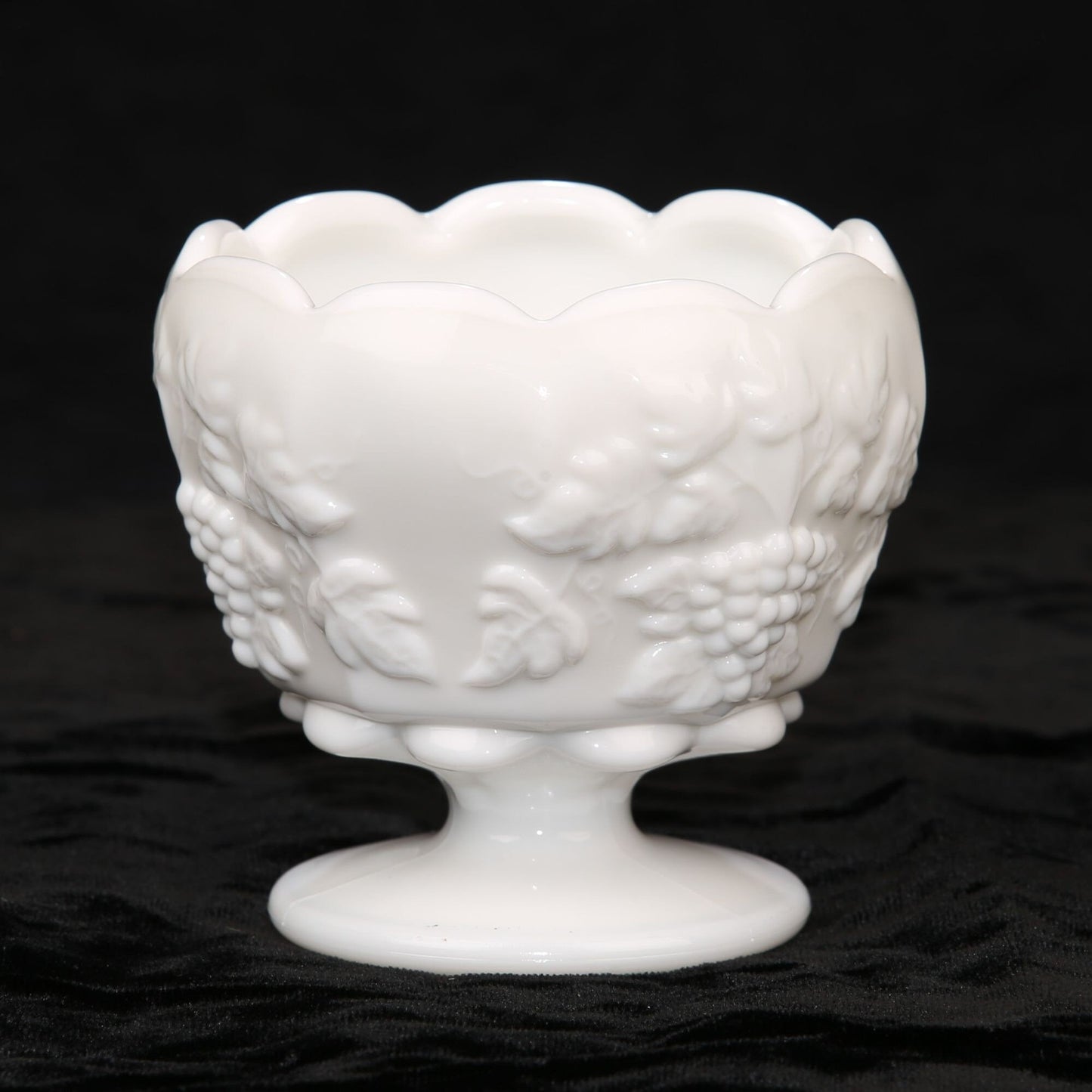 Vintage Westmorland Glass Milk Glass Footed Bowl Grape Pattern