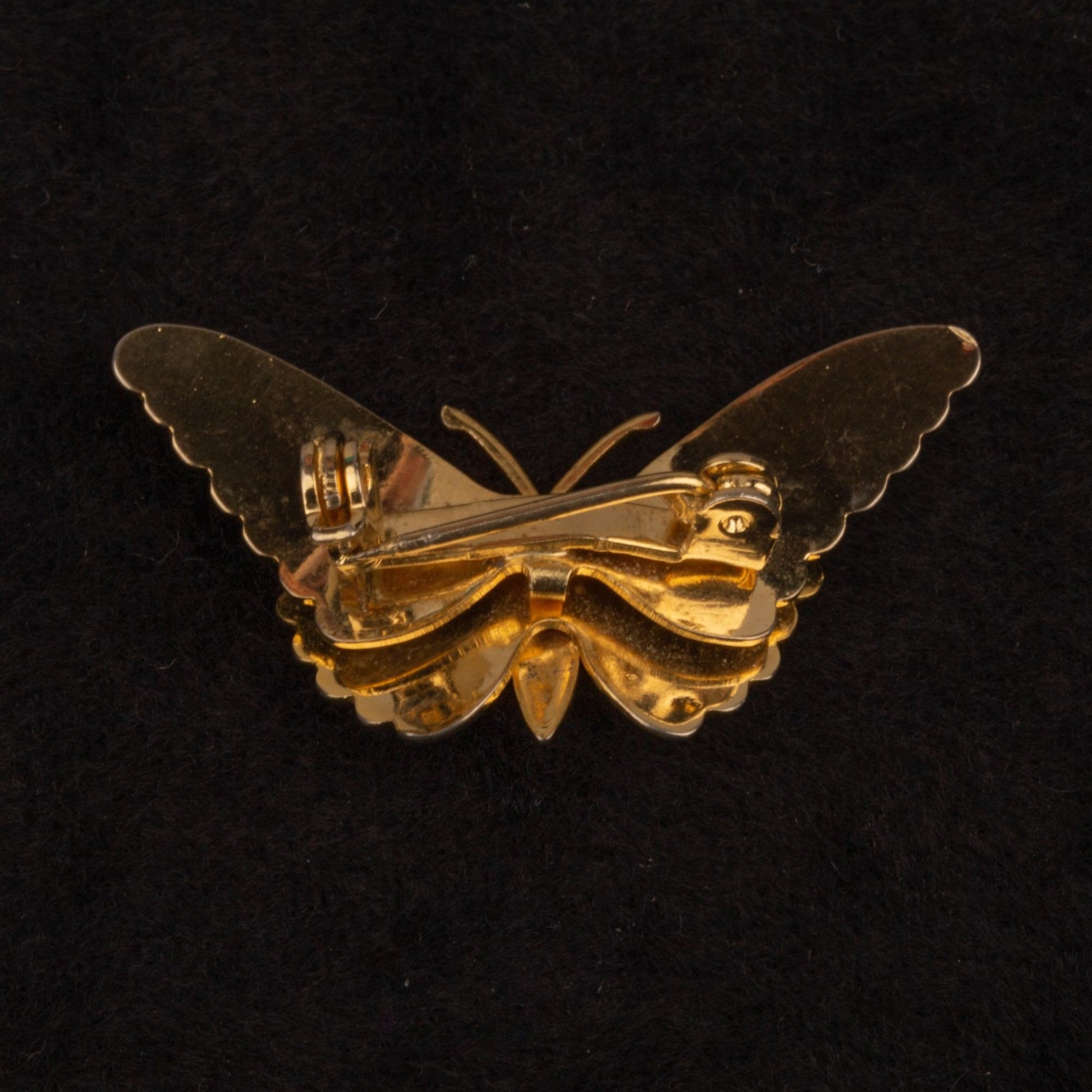Vintage Hand Painted Butterfly Gold Toned Brooch