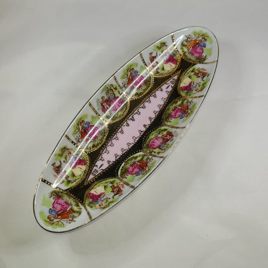 Vintage Royal Vienna Courting Couple Relish Dish 1102 Beehive Layout