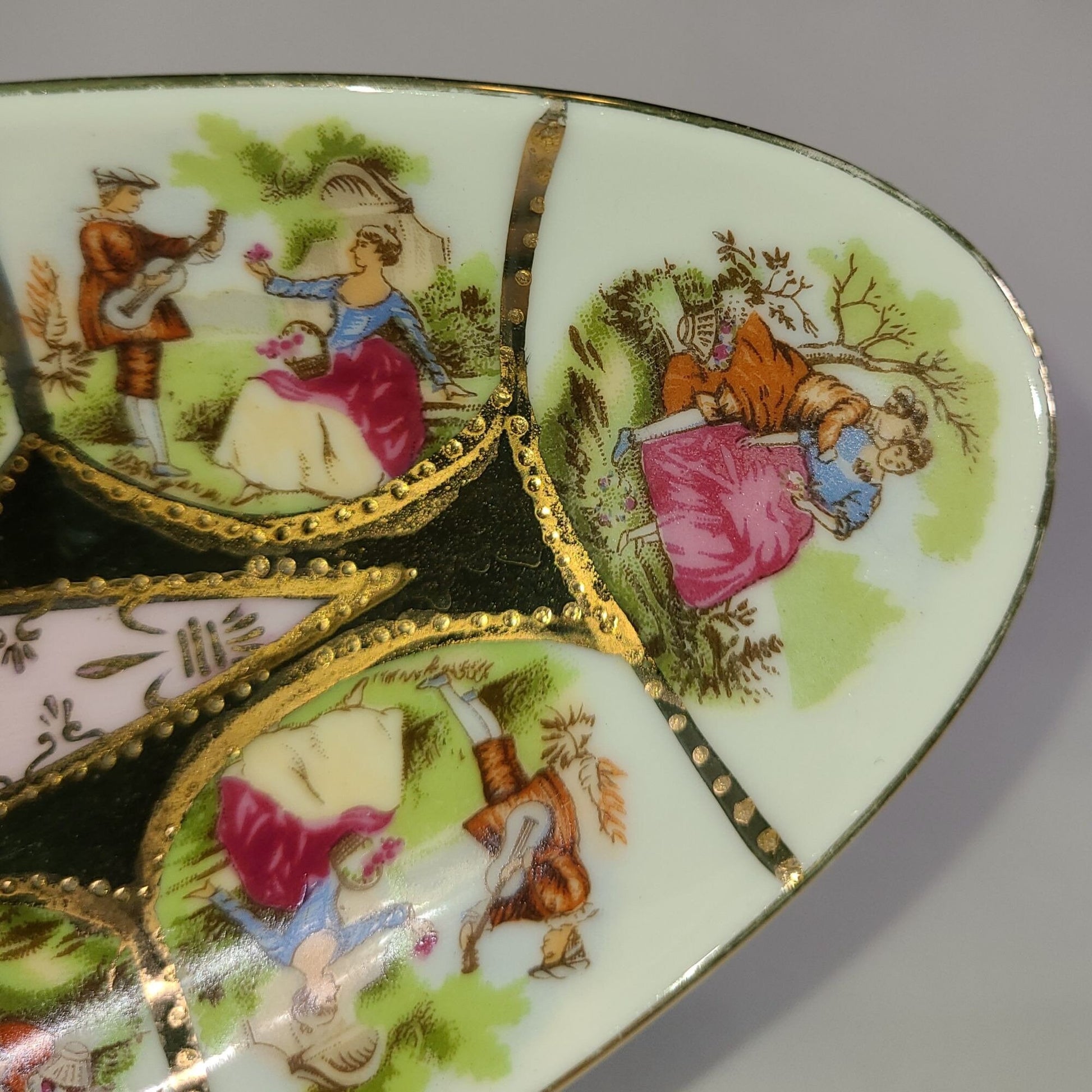 Vintage Royal Vienna Courting Couple Relish Dish 1102 Beehive Layout